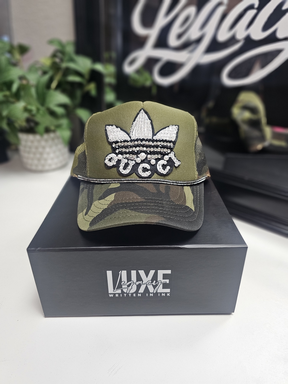 Designer Inspired Camouflage Trucker Hat - Custom